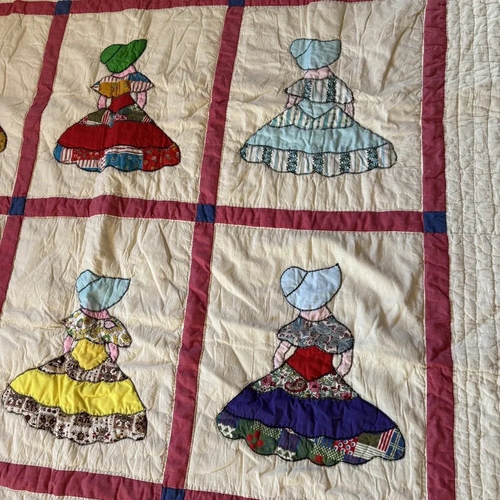 Vintage Handmade Quilt Sunbonnet Sue Southern Belle 71